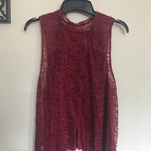 Lacy Maroon tank top